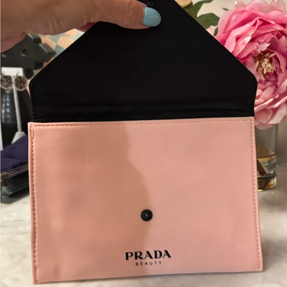 NEW made for Prada Beauty Neoprene Pink + Black Cosmetic Envelope Pouch - Picture 8 of 8